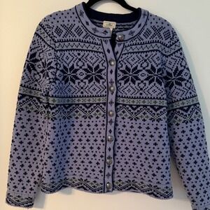 SOLD not for sale 
L. Bean 100% Lambswool Fair Isle Cardigan Size S Nordic Butto
